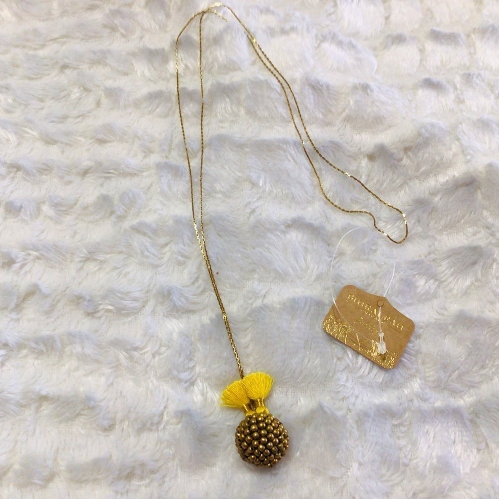 New Shiraleah Ana Pineapple Necklace Gold Yellow Fringe